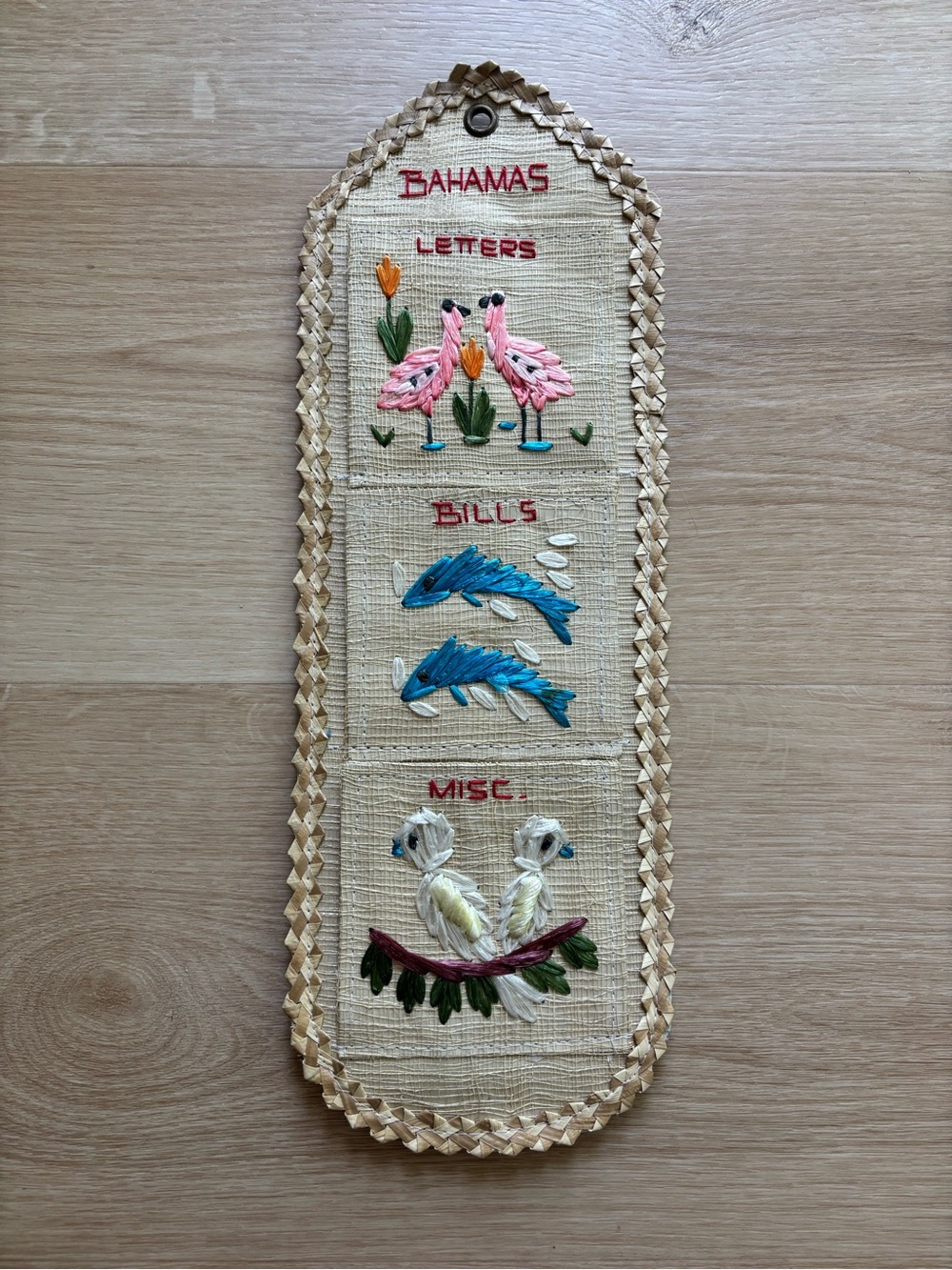 Bahamas Embroidered Hanging Organizer - Tropical Birds & Fish